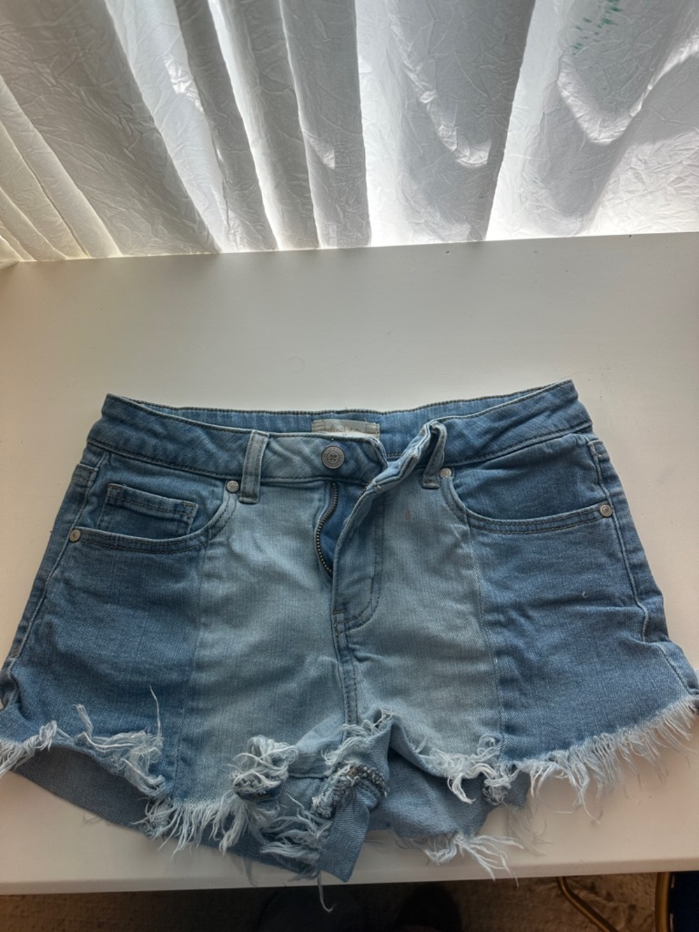 Altar'd State Two-Tone Blue Distressed Denim Cutoff Shorts